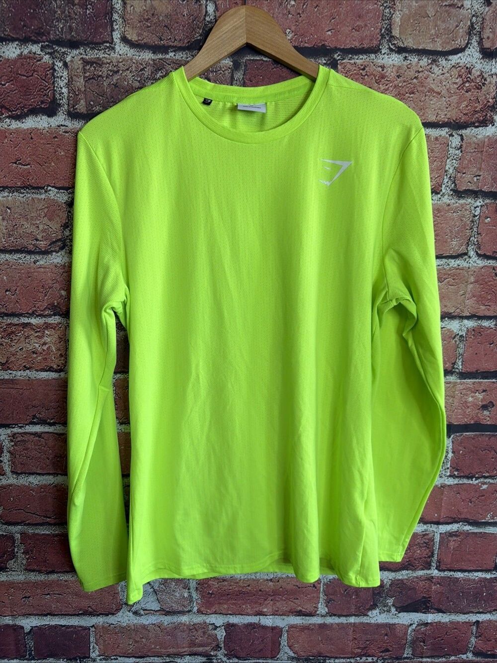 Gymshark Shirt Mens Medium Neon Green Long Sleeve Gymshark Athletic Tee Shirt